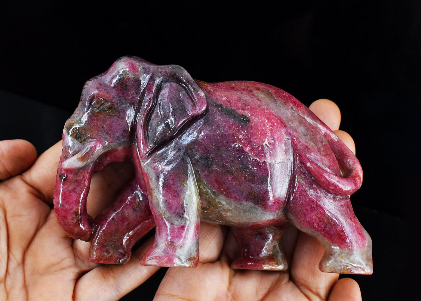 Stunning  3246.00 Cts Genuine Rhodonite Hand Carved  Crystal Gemstone Carving Elephant