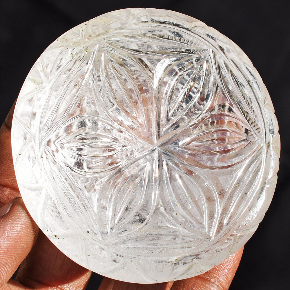 Awesome 1021.00 Cts White Quartz Hand Carved Genuine Crystal Gemstone Mughal Carved Cabochon