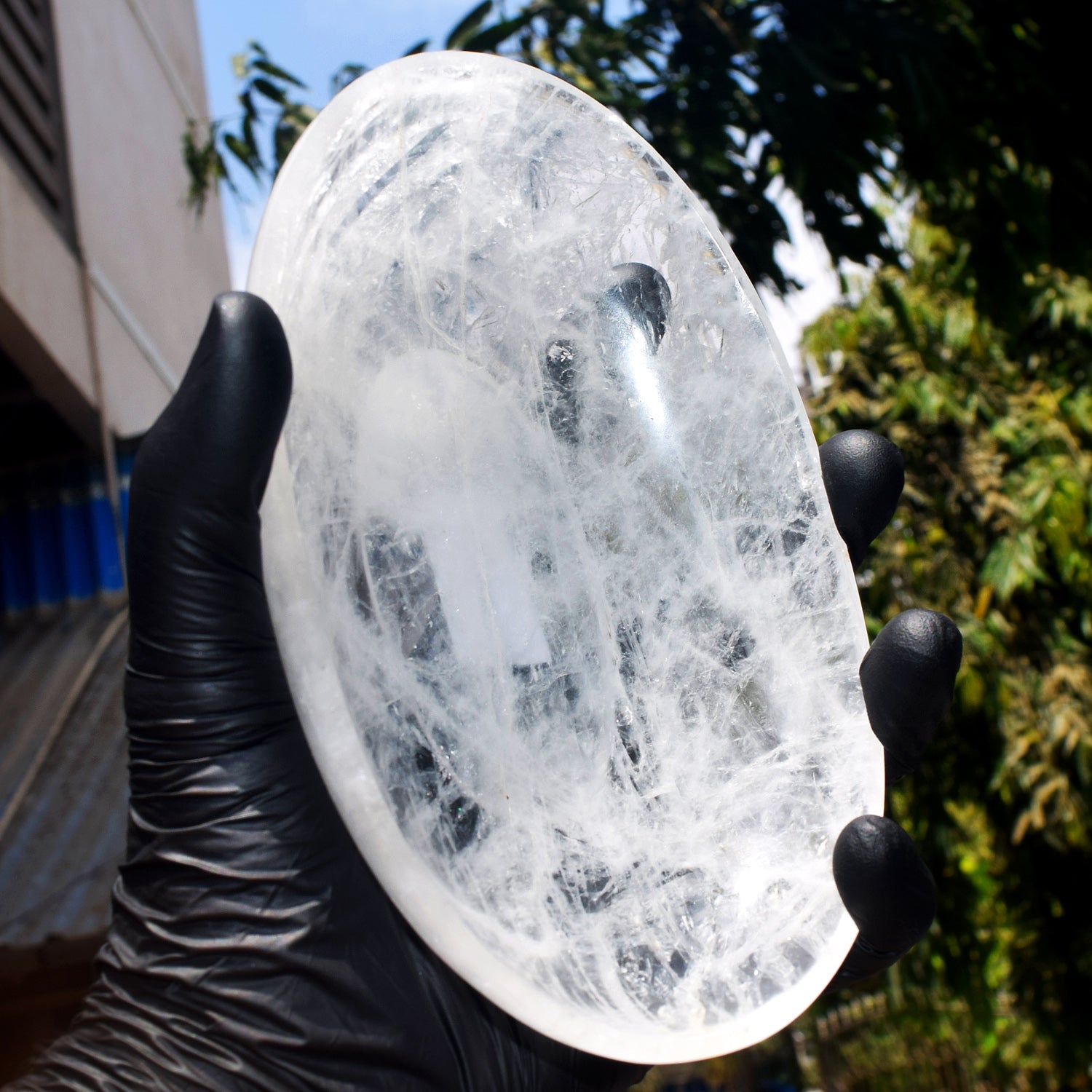 Pretty 1269.00 Carats Genuine White Quartz Hand Carved Crystal Gemstone Carving Big Bowl