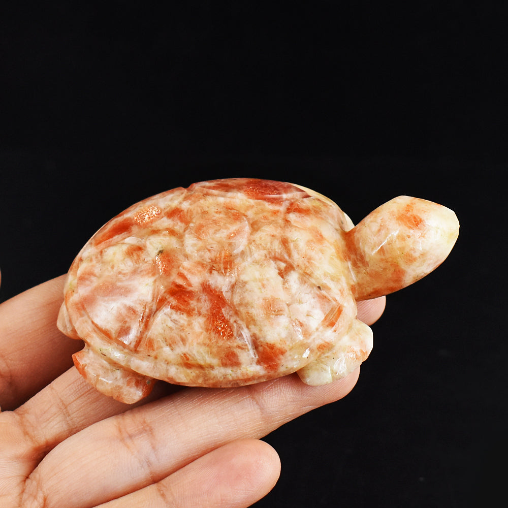 Amazing 522.00 Carats  Genuine Sunstone  Hand Carved Crystal  Gemstone Turtle Carving