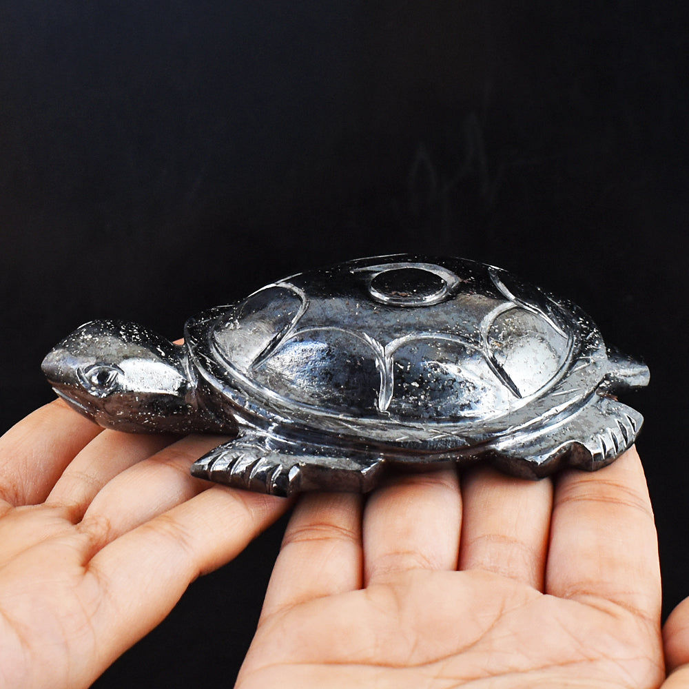 Stunning  2494.00 Carats Genuine  Hematite Hand Carved Crystal Gemstone Turtle Carving