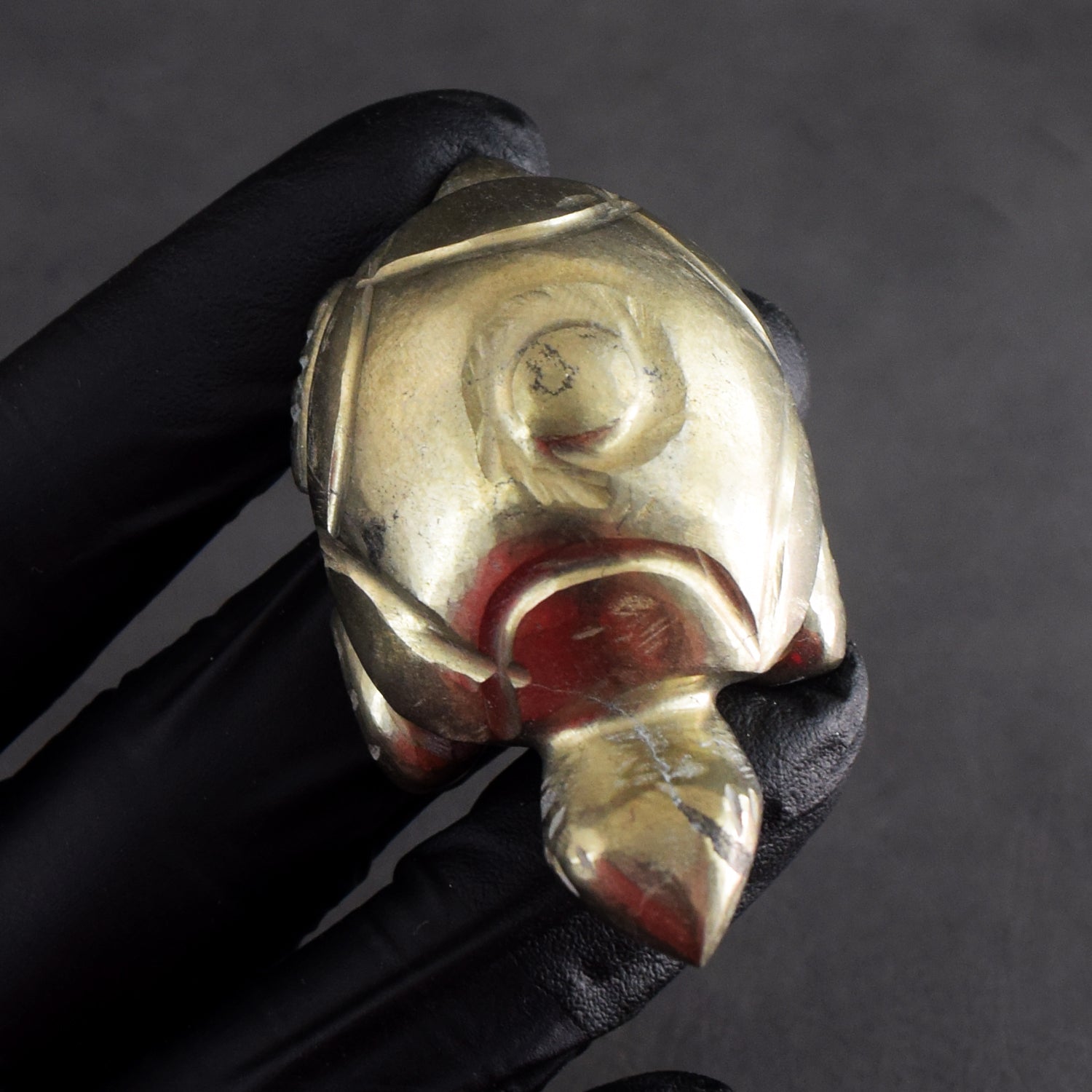 Morbid 297.00 Cts Genuine Pyrite Hand Carved Premium Gemstone Turtle Crystal