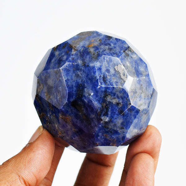 Artisian 1239.00 Cts Sodalite Faceted Hand Carved Crystal Healing Gemstone Sphere