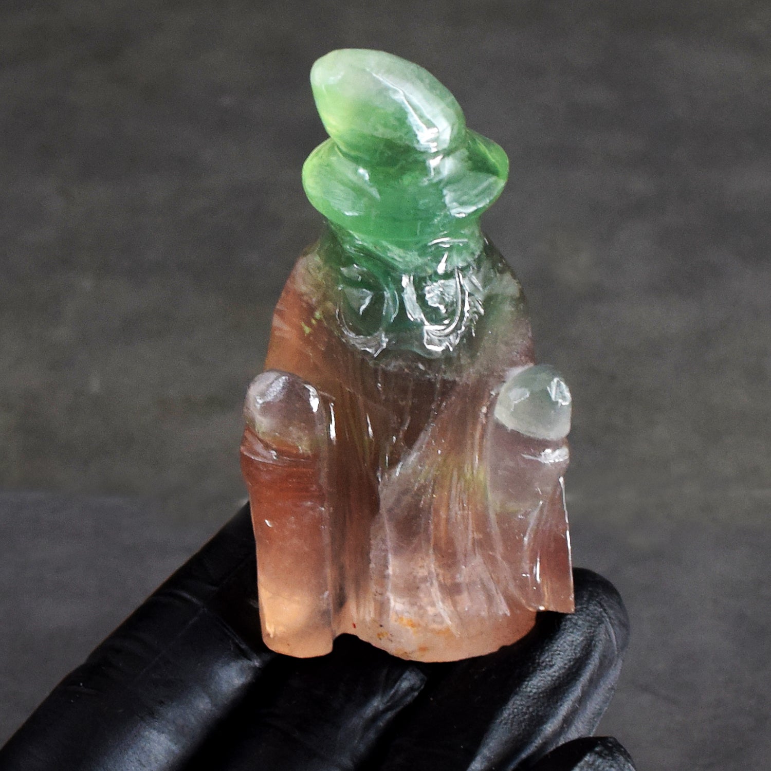 Beautiful 433.00 Cts Genuine Multicolor Fluorite Hand Carved Premium Wizard