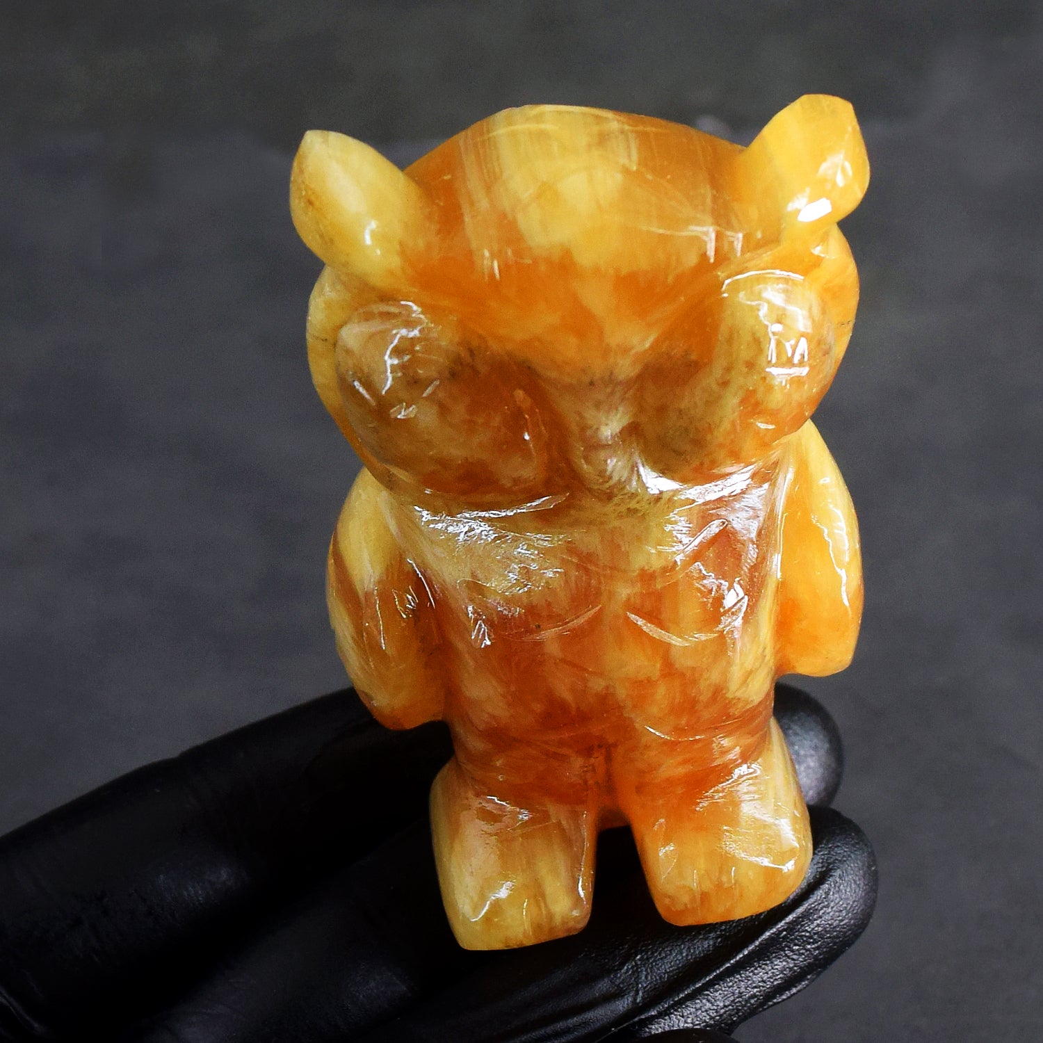 Gorgeous 882.00 Cts Genuine Yellow Rhodochrosite Hand Carved Gemstone Premium Crystal Owl