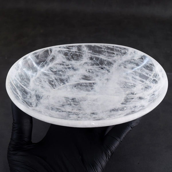Pretty 1269.00 Carats Genuine White Quartz Hand Carved Crystal Gemstone Carving Big Bowl