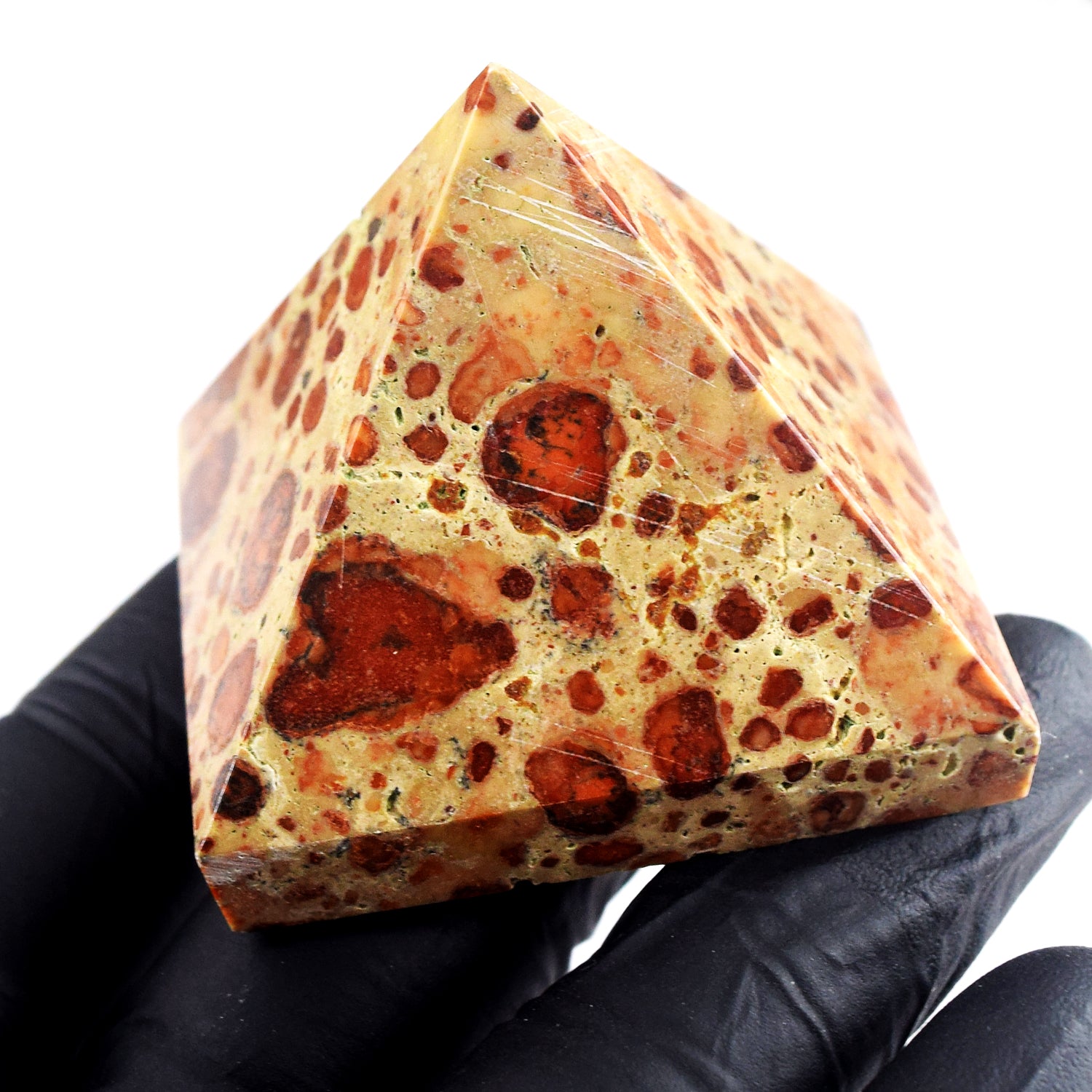Beautiful 535.00 Cts Genuine Leopard Skin Jasper Healing Divine Crystal Specimen Pyramid