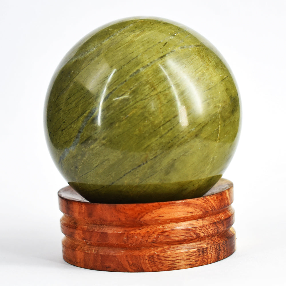 Exclusive 1778.00  Carats Genuine Green Garnet  Hand Carved Healing Sphere