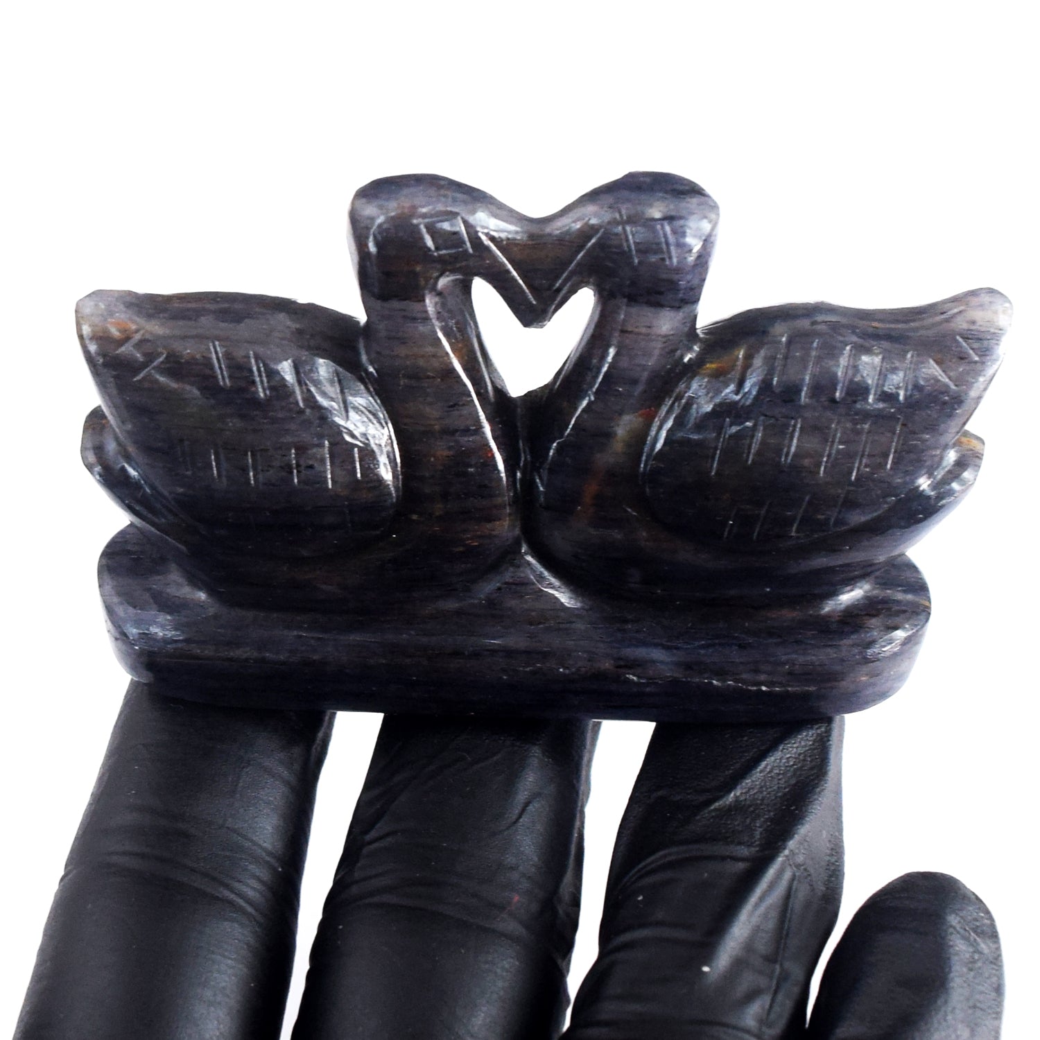 Craftsmen 435.00 Cts Genuine Blue Iolite Hand Carved Premium Love Swan Pair