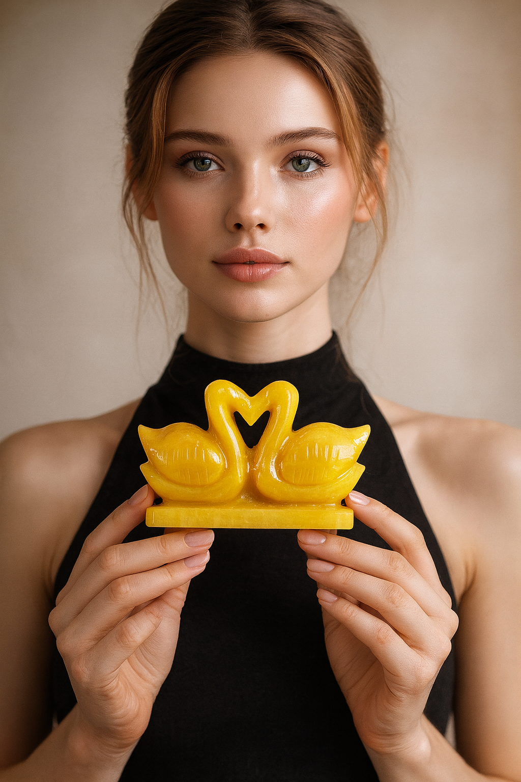 Awesome 475.00 Cts Genuine Aventurine Carved Love Premium Swan Pair