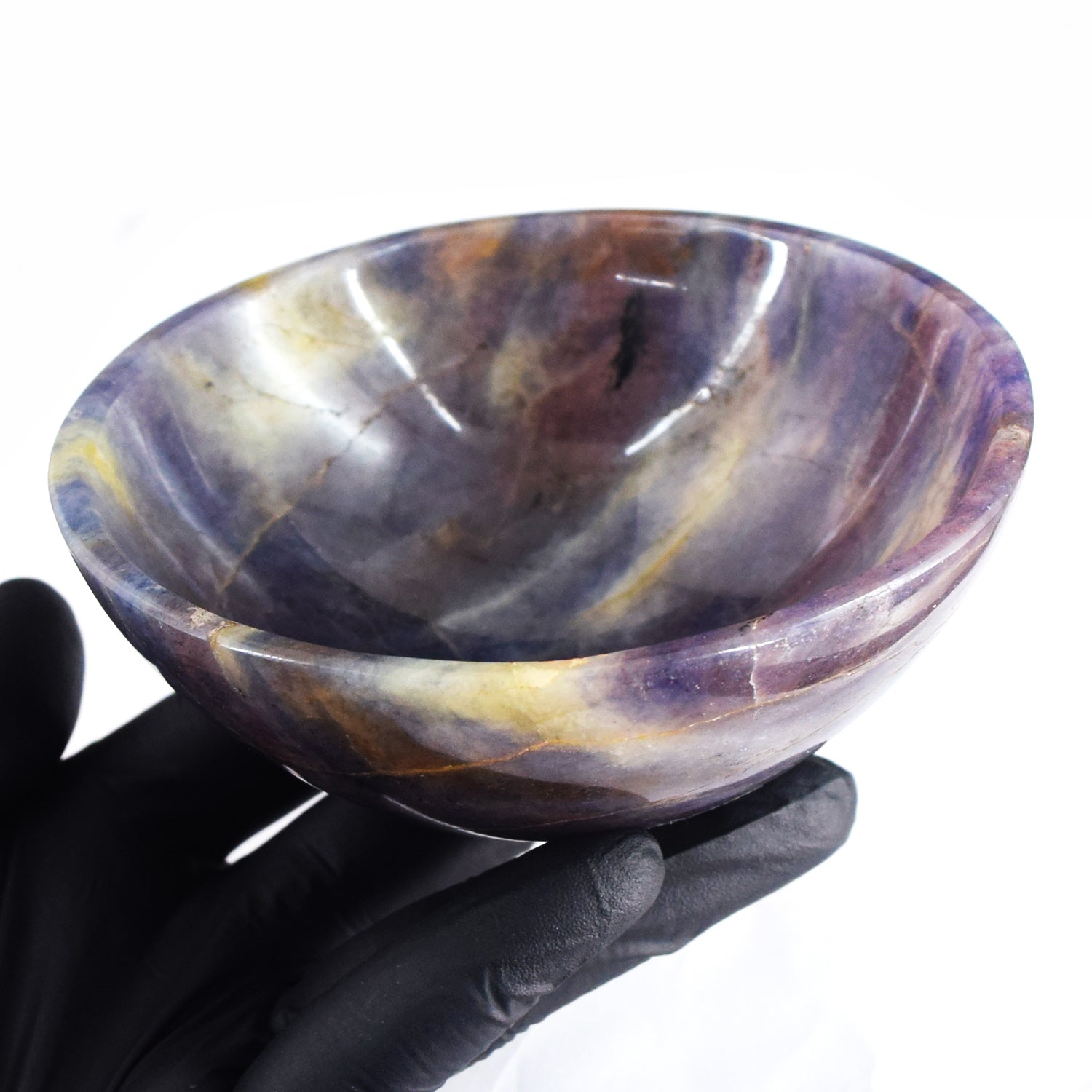 Precious Stone 1200.00 Carats Genuine Iolite Hand Carved Crystal Gemstone Carving Big Bowl