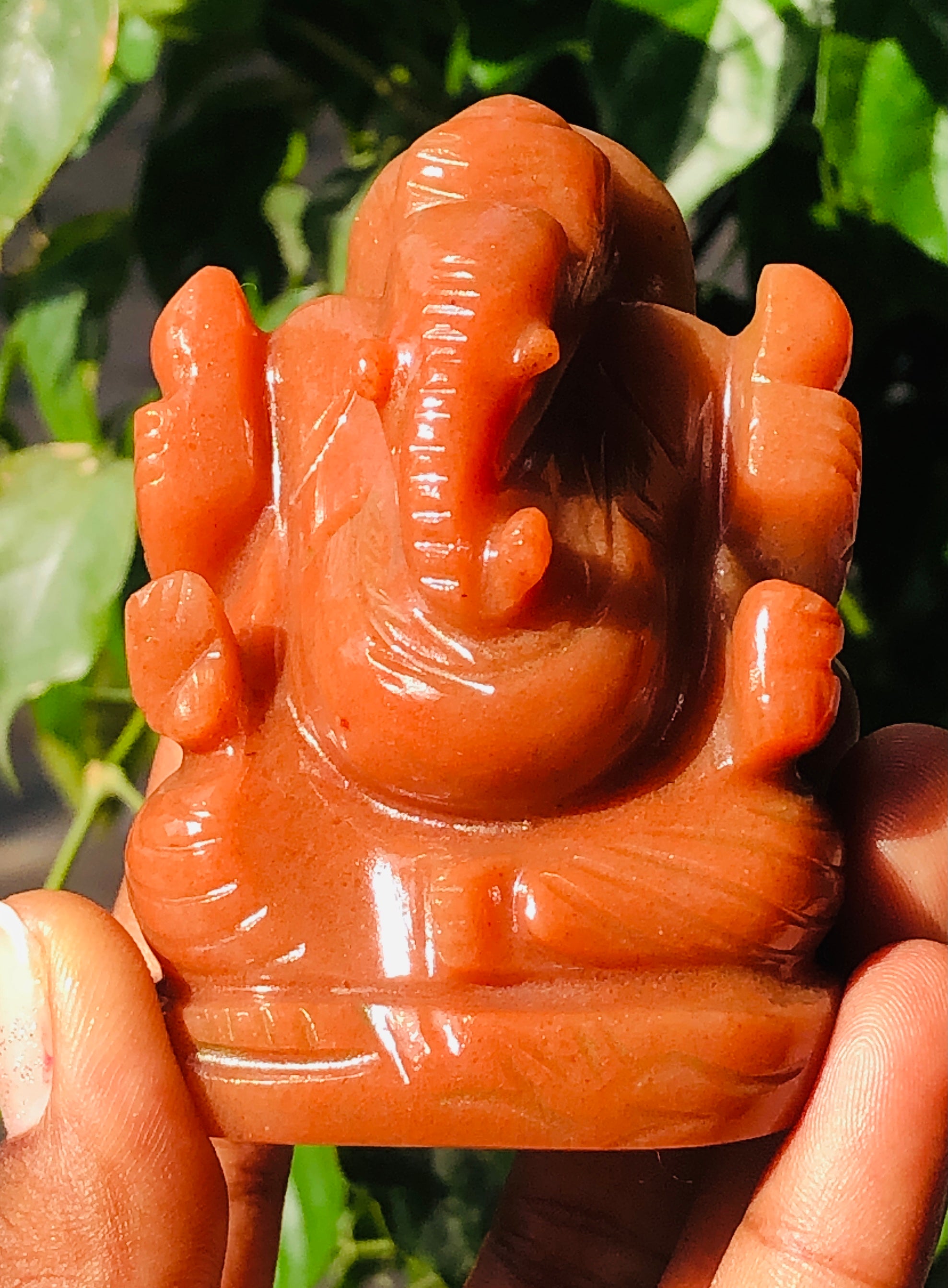 Exclusive 790.00 Carats Aventurine Divine Hand Carved Ganesha