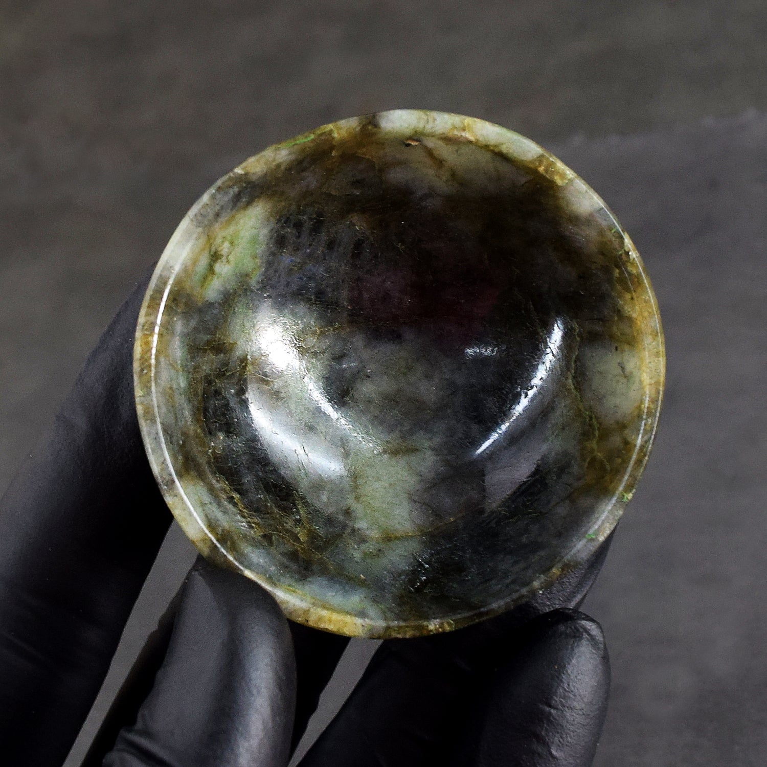 Amazing 161.00 Carats Genuine Labradorite Hand Carved Crystal Gemstone Carving Bowl