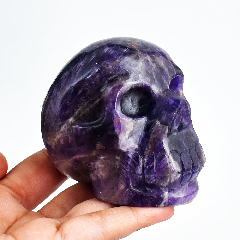 Exclusive 2080.00 Carats Genuine Amethyst Hand Carved  Crystal Gemstone Skull Carving
