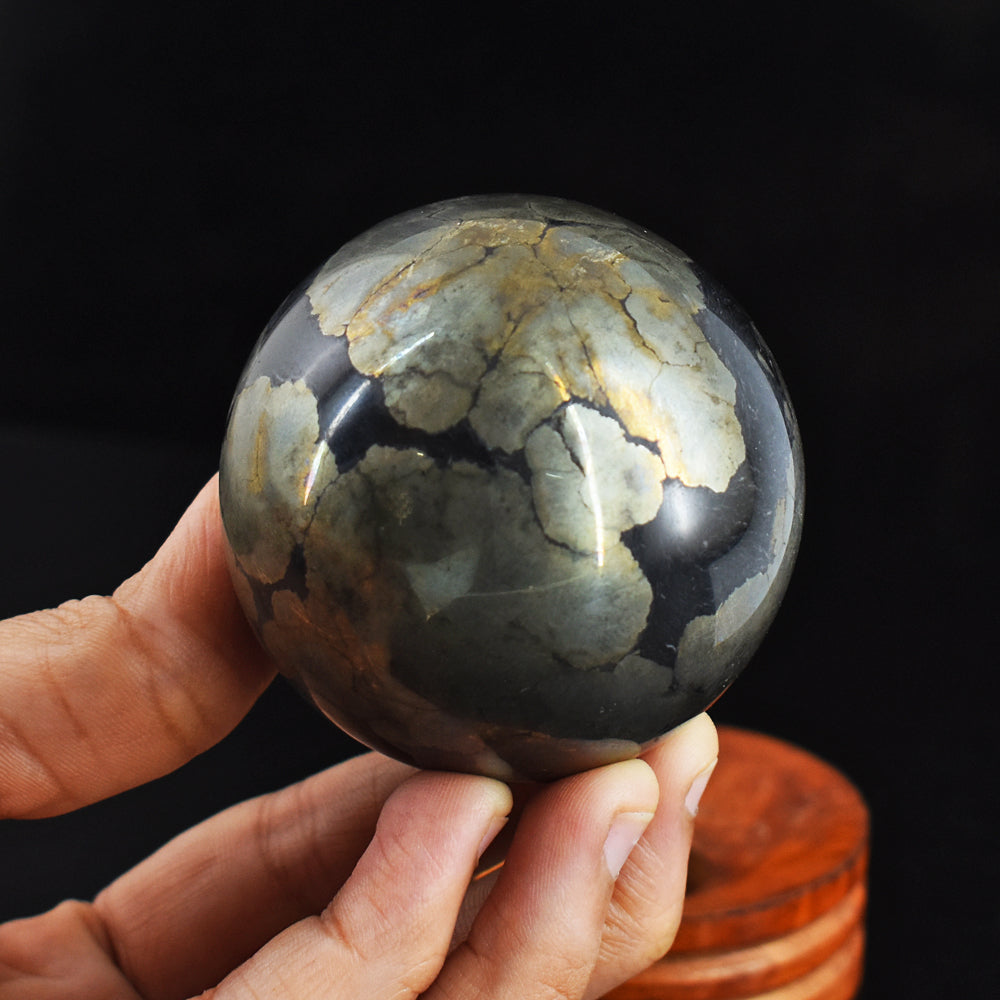 Exclusive 2359.00 Cts Carved Pyrite Reiki Crystal Healing Sphere