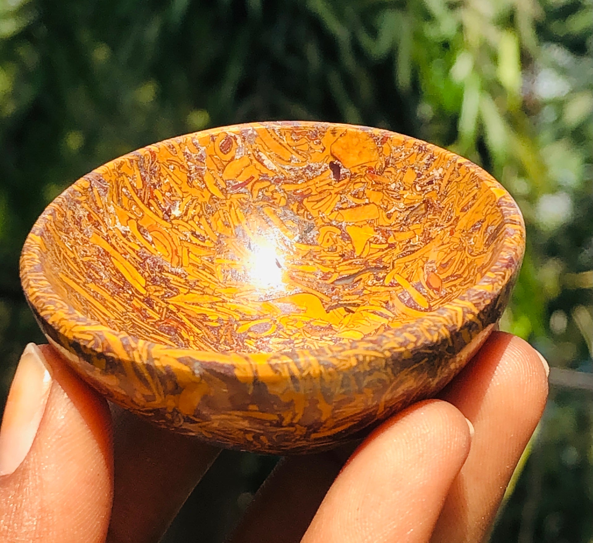 Amazing 192.00 Cts Genuine Golden Art Jasper Crystal Specimen Premium Bowl