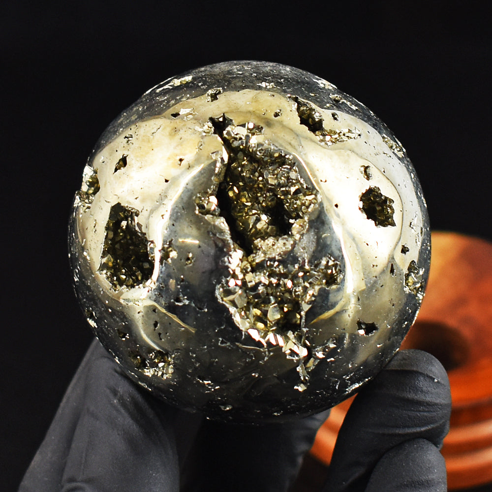 Stunning 1840.00 Cts Genuine Pyrite Druzy Crystal Specimen Gemstone Healing Sphere