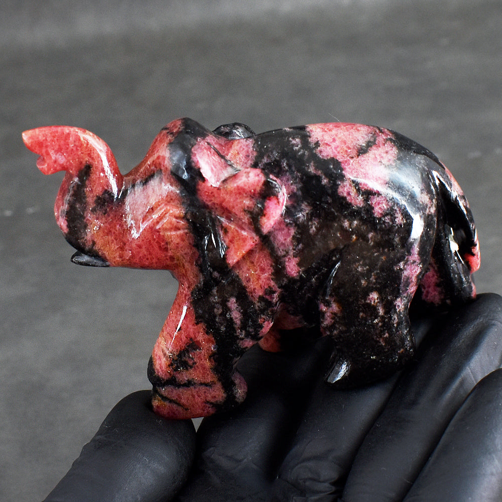 Amazing 1120.00 Cts Genuine Pink Rhodonite Hand Carved Crystal Gemstone Elephant Carving