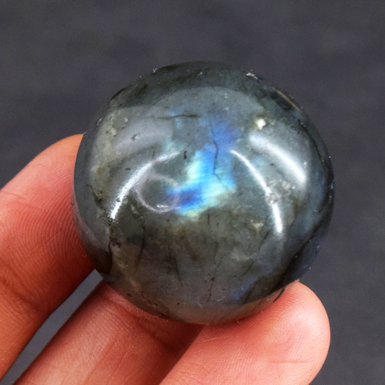 Exclusive 219.00 Cts Genuine Blue Flash Labradorite Healing Crystal Specimen Premium Sphere