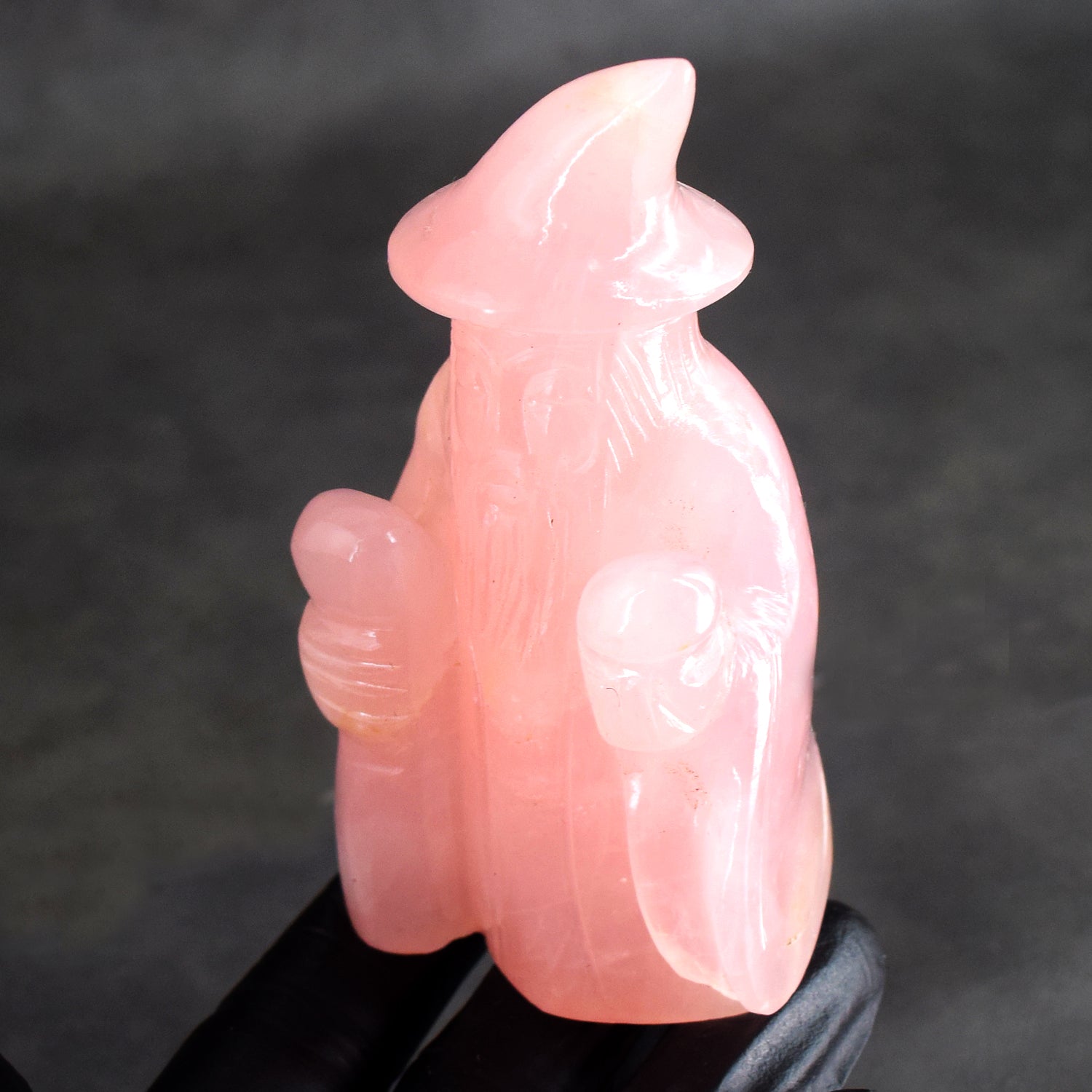 Natural 1149.00 Cts Genuine Pink Rose Quartz Hand Carved Premium Crystal Wizard