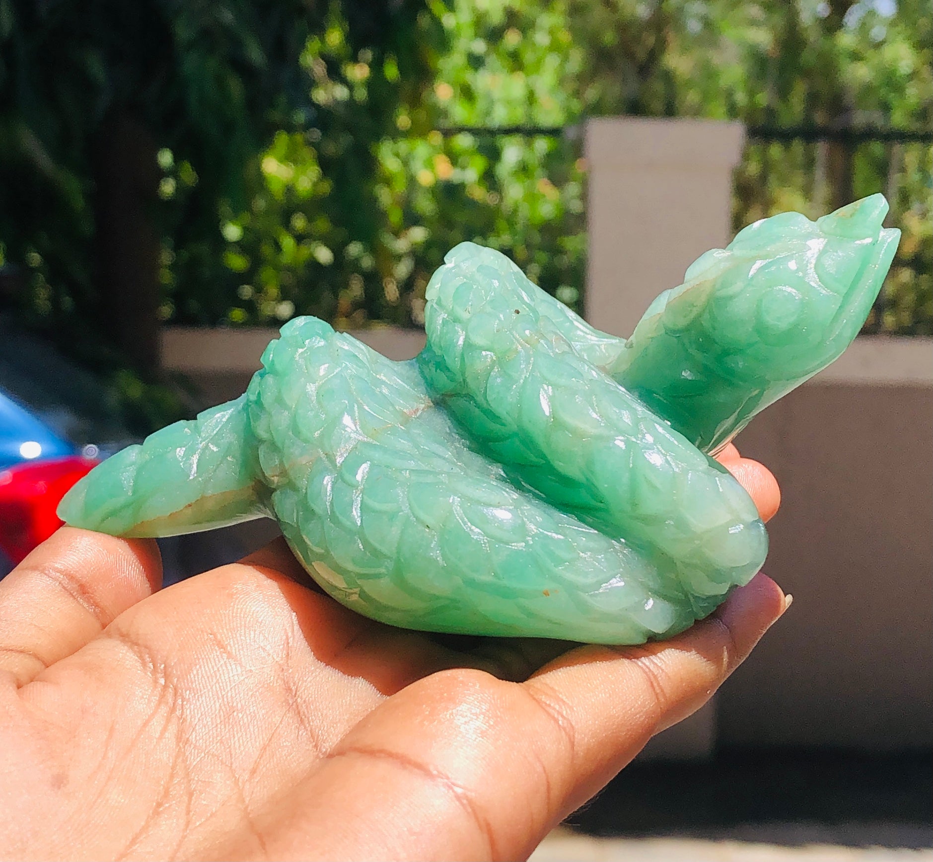 Beautiful 1558.00 Carats Genuine Green Aventurine Hand Carved Crystal Gemstone Carving Snake 2026 Collection