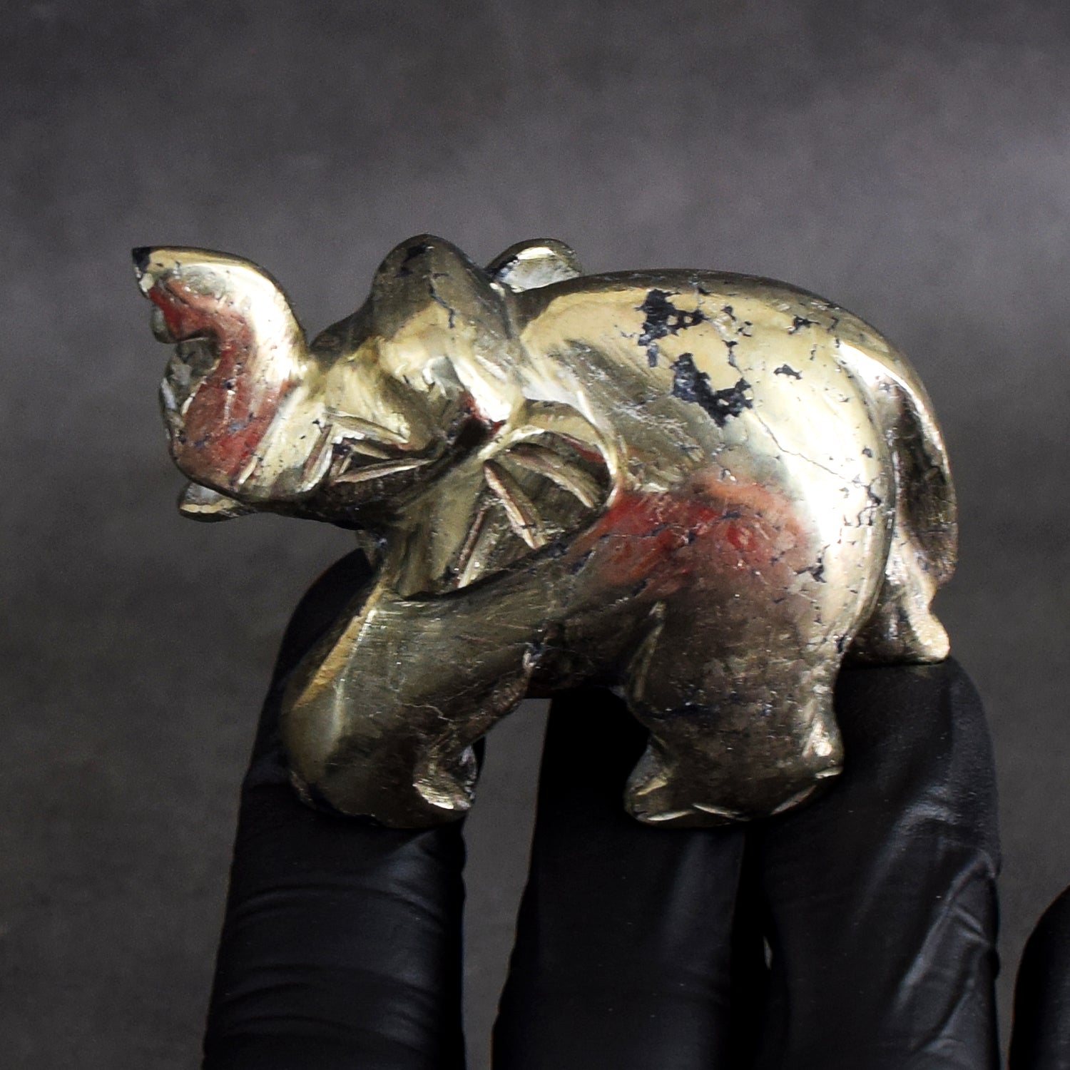Elegant 711.00 Cts Genuine Pyrite Hand Carved Gemstone Premium Elephant Crystal