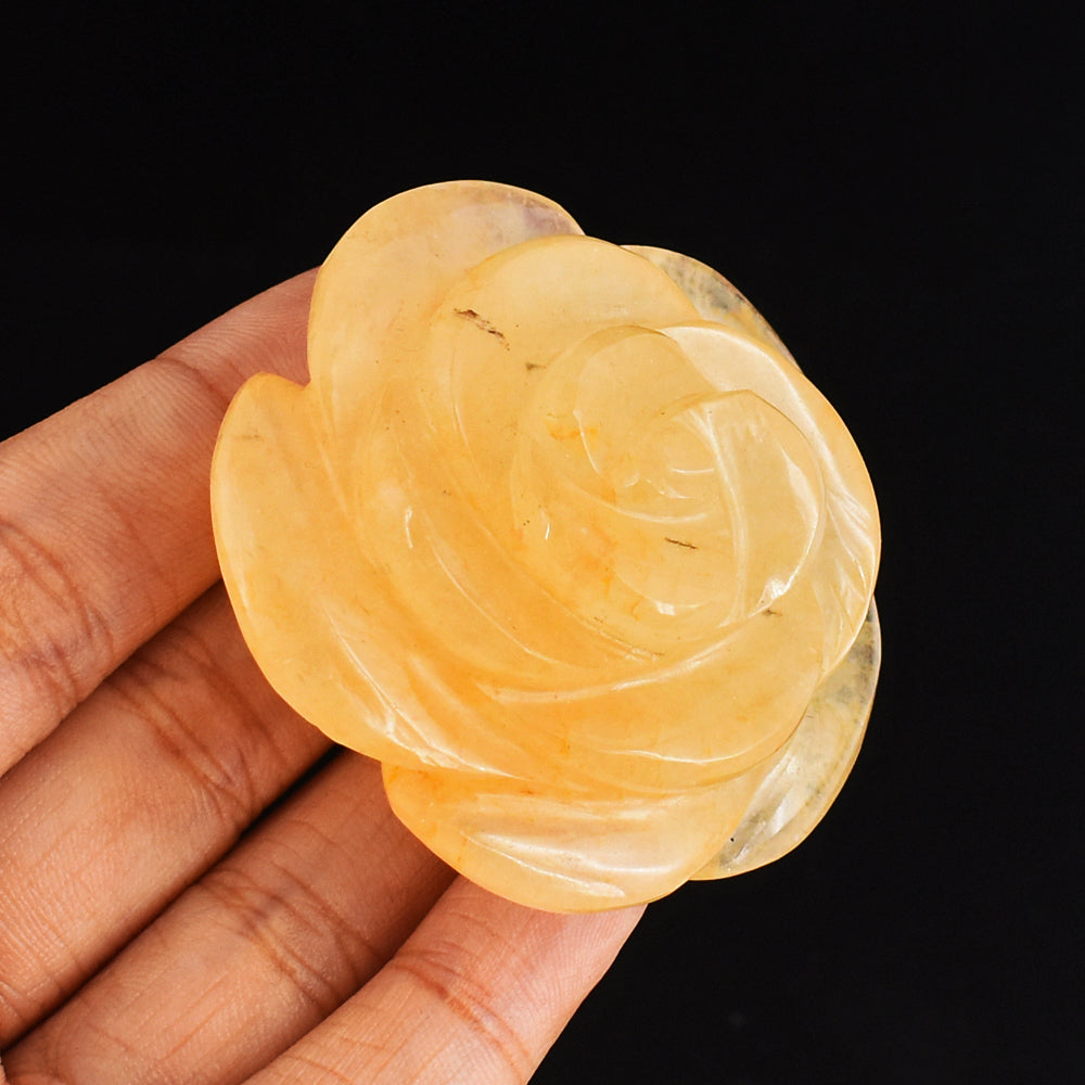 300.00 Cts Genuine  Aventurine Hand Carved Crystal Rose Flower  Gemstone  Carving