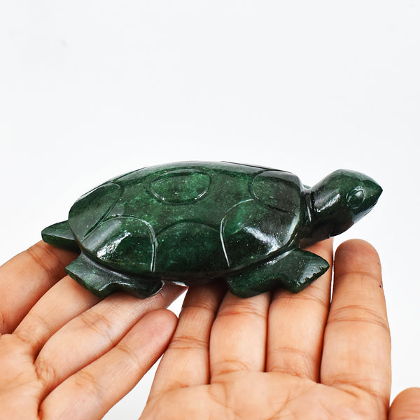 Stunning  1054.00 Carats  Genuine Green Jade Hand Carved  Crystal Gemstone Turtle Carving