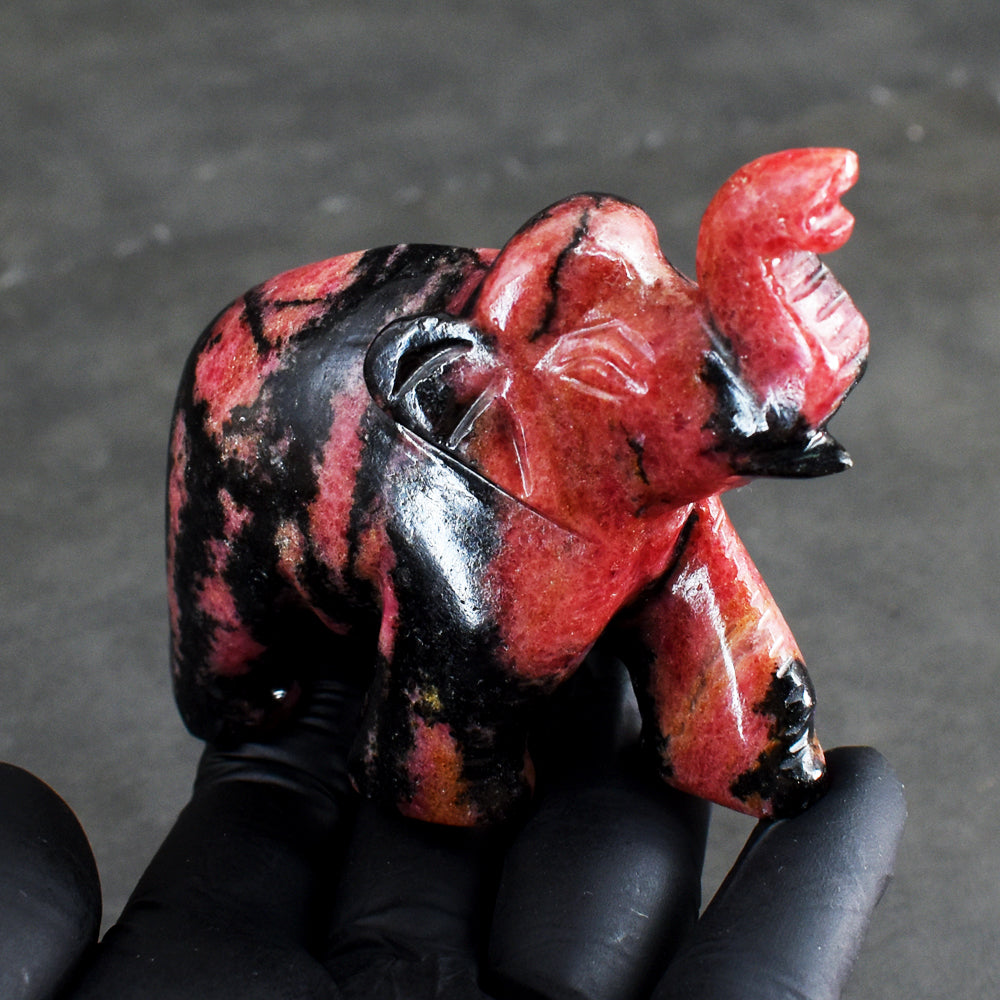 Amazing 1120.00 Cts Genuine Pink Rhodonite Hand Carved Crystal Gemstone Elephant Carving