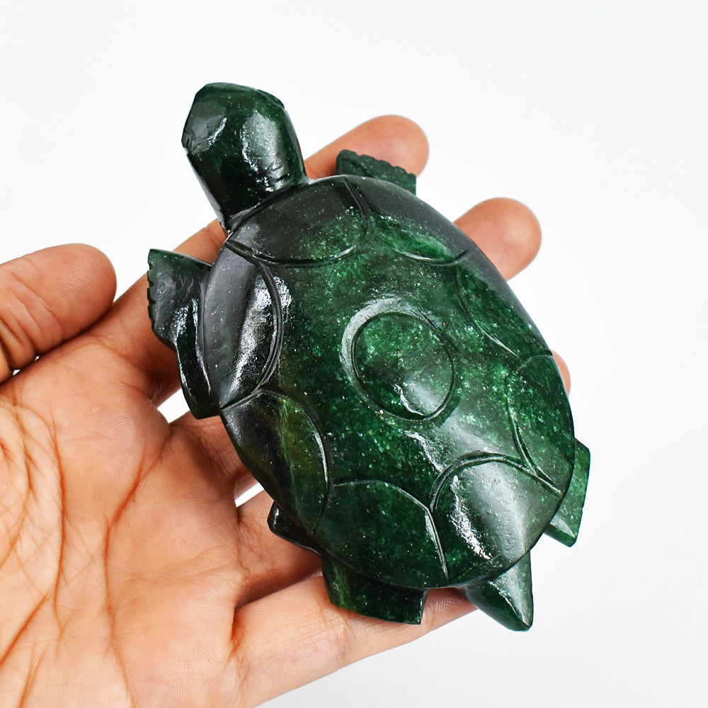 Stunning  1054.00 Carats  Genuine Green Jade Hand Carved  Crystal Gemstone Turtle Carving