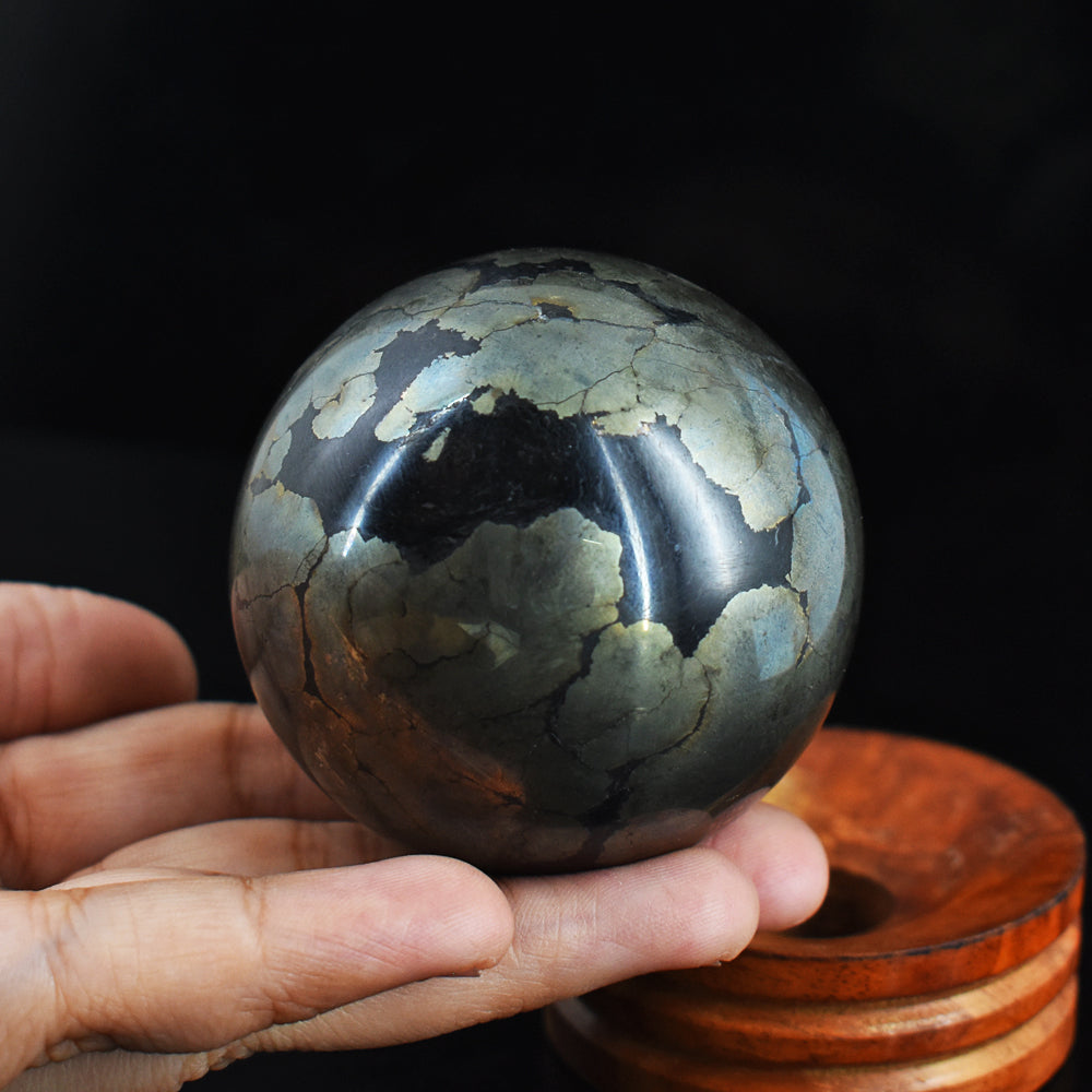 Exclusive 2359.00 Cts Carved Pyrite Reiki Crystal Healing Sphere