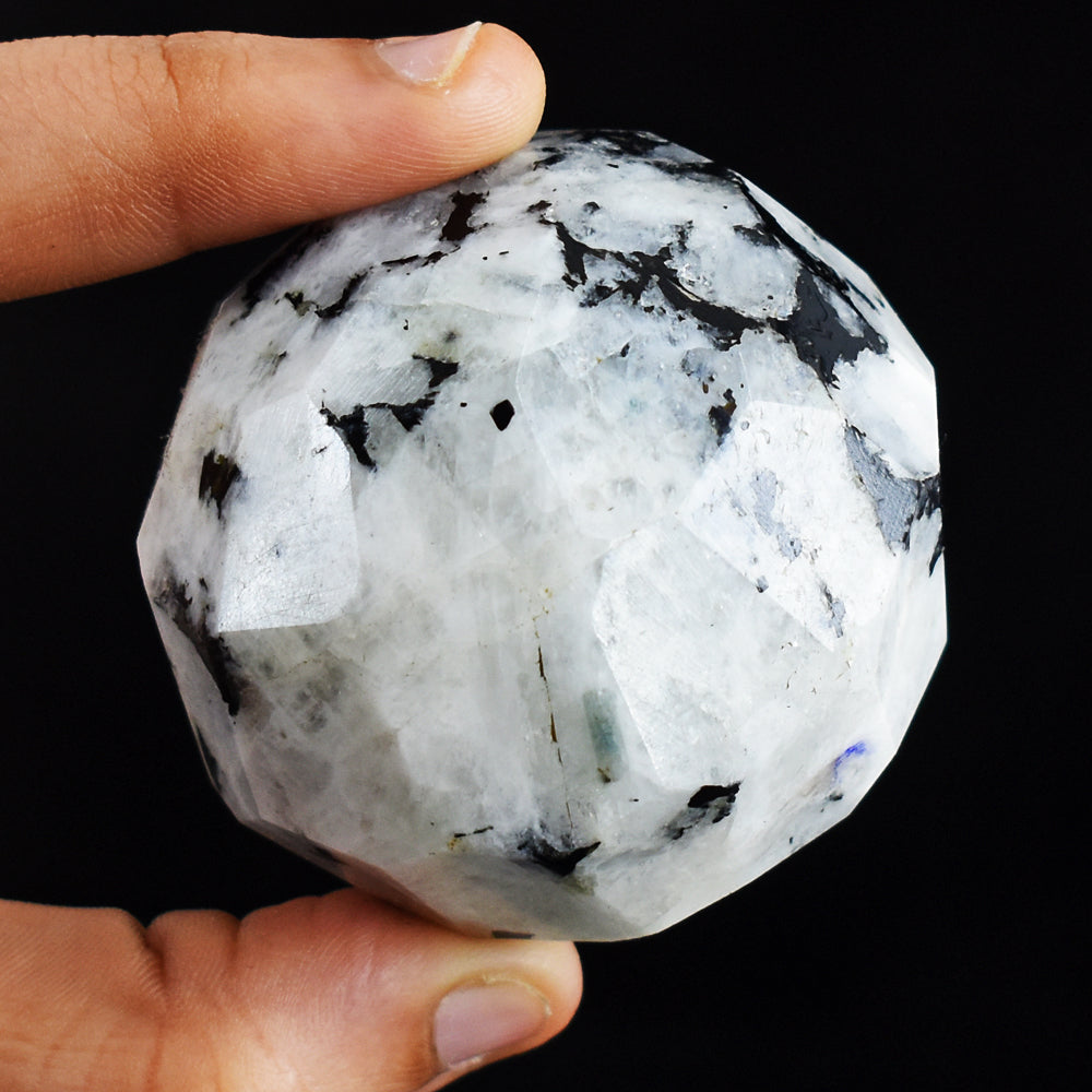 Exclusive 900.00 Carats Genuine Moonstone Hand Carved  Faceted Healing Crystal Gemstone Sphere