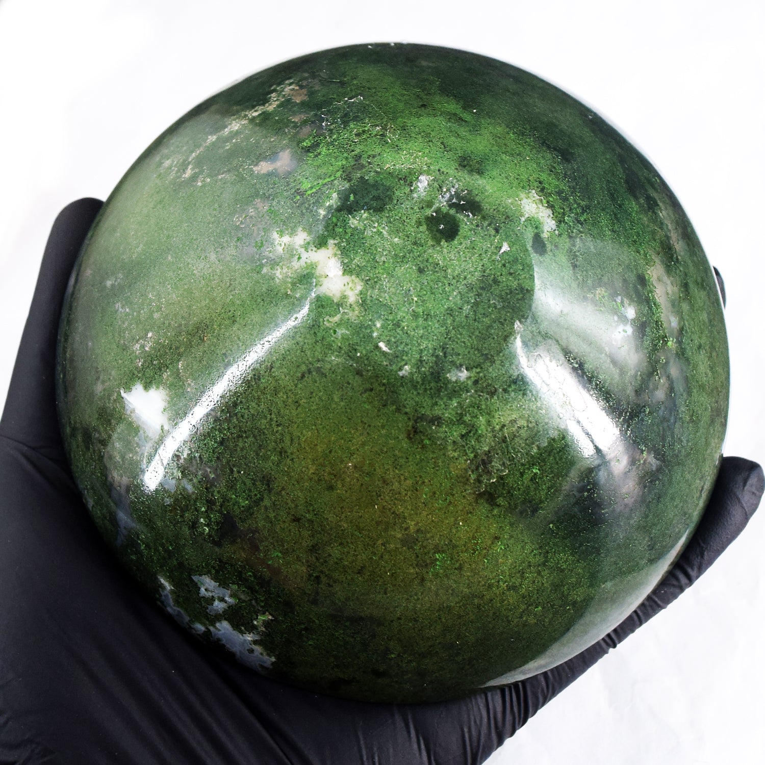 World Class Amazing 764.00 Carats Genuine Moss Agate Hand Carved Crystal Gemstone Carving Big Bowl