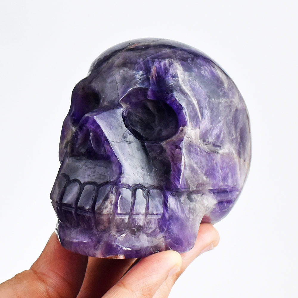 Exclusive 2080.00 Carats Genuine Amethyst Hand Carved  Crystal Gemstone Skull Carving