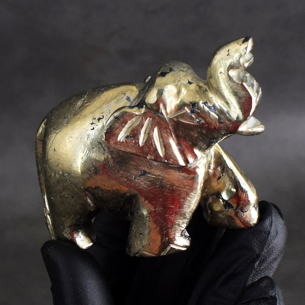 Elegant 711.00 Cts Genuine Pyrite Hand Carved Gemstone Premium Elephant Crystal