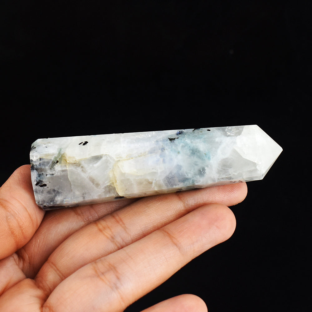Exclusive 297.00  Carats  Genuine Blue Flash Moonstone Hand  Carved Crystal  Healing  Gemstone  Point  Carving
