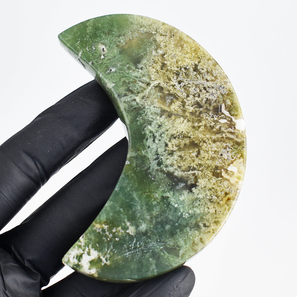 Natural 389.00 Cts Genuine Moss Agate Crystal Crystal Specimen Gemstone Moon