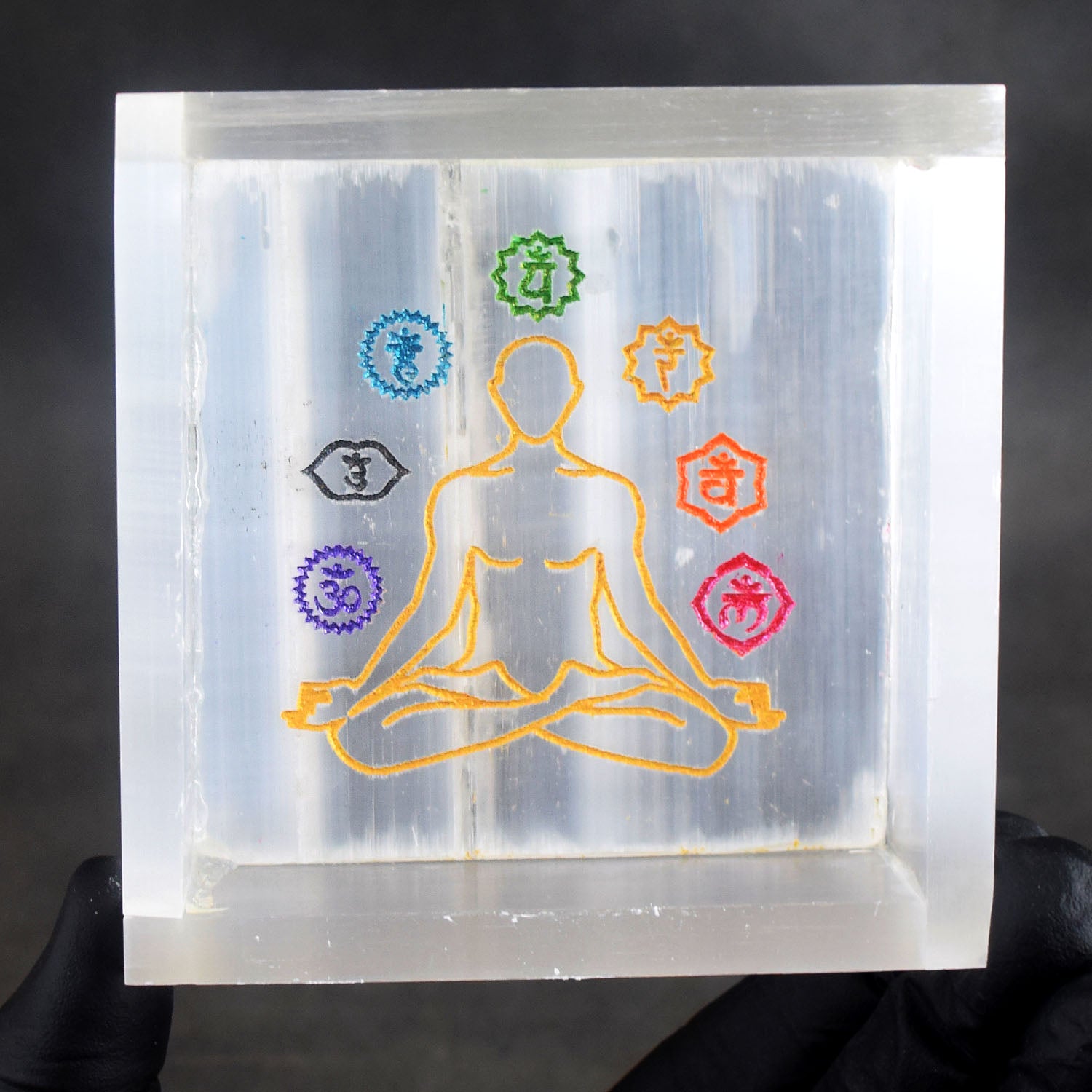 Awesome 948.00 Cts 4 Inches Genuine Selenite Seven Chakra Yoga Crystal Box Crystal