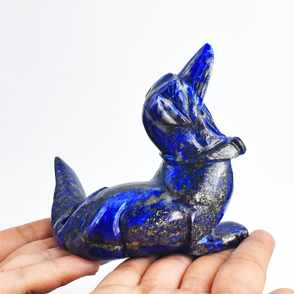 Craftsmen 1501.00 Cts Genuine Blue Lapis Lazuli Hand Carved Crystal Gemstone Dog Carving