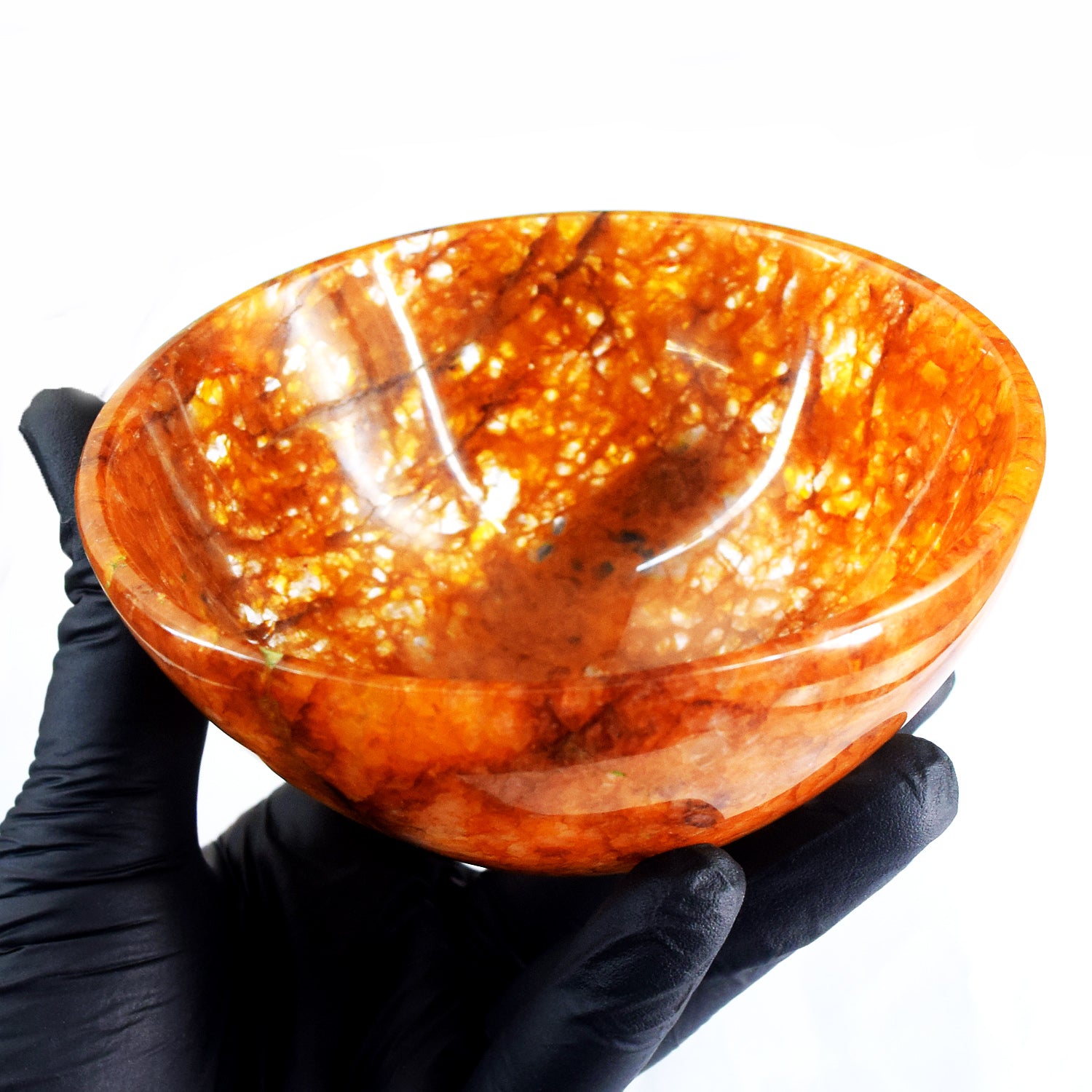 Majestic 811.00 Carats Genuine Fire Agate Hand Carved Crystal Gemstone Carving Big Bowl