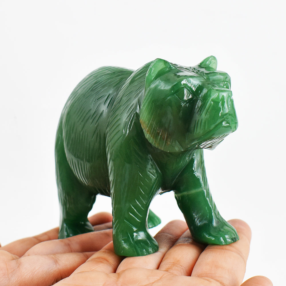 Craftsmen 3120.00  Cts Genuine  Aventurine Hand  Carved Crystal  Bear Gemstone  Carving