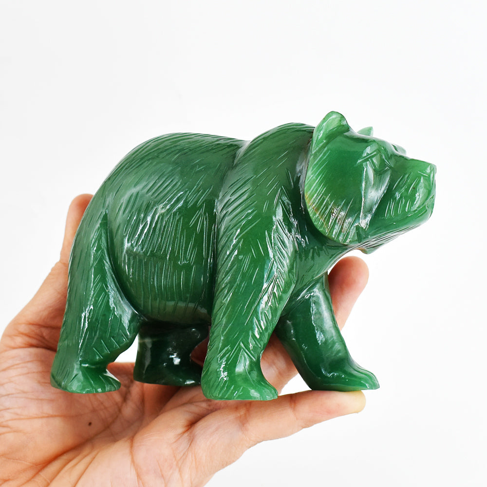 Craftsmen 3120.00  Cts Genuine  Aventurine Hand  Carved Crystal  Bear Gemstone  Carving