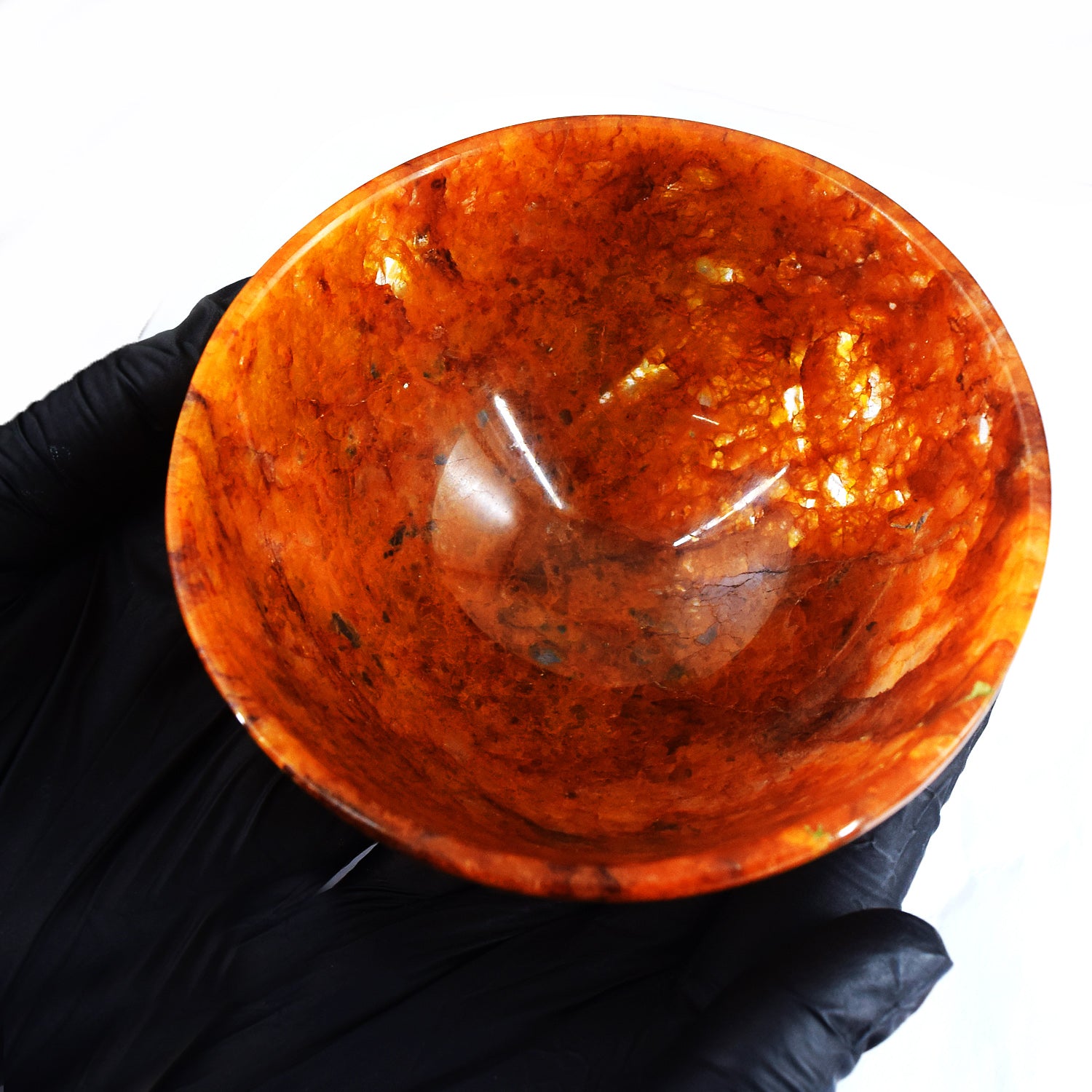Majestic 811.00 Carats Genuine Fire Agate Hand Carved Crystal Gemstone Carving Big Bowl