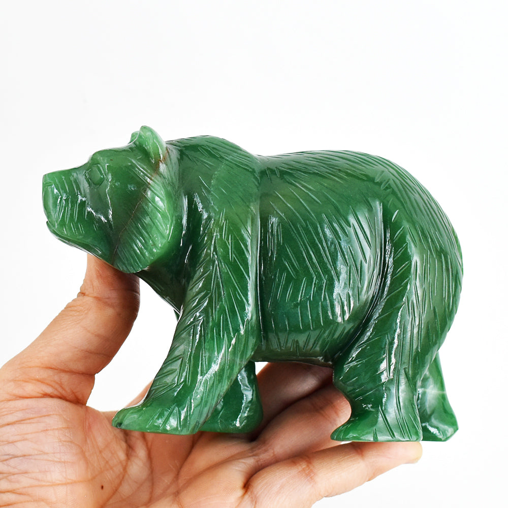 Craftsmen 3120.00  Cts Genuine  Aventurine Hand  Carved Crystal  Bear Gemstone  Carving