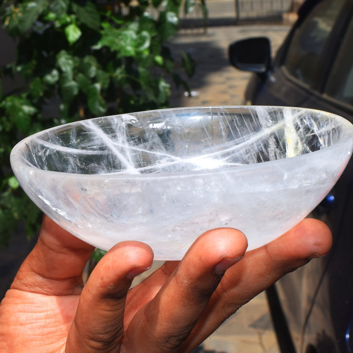 Artisian 1283.00 Carats Genuine White Quartz Hand Carved Crystal Gemstone Carving Big Bowl