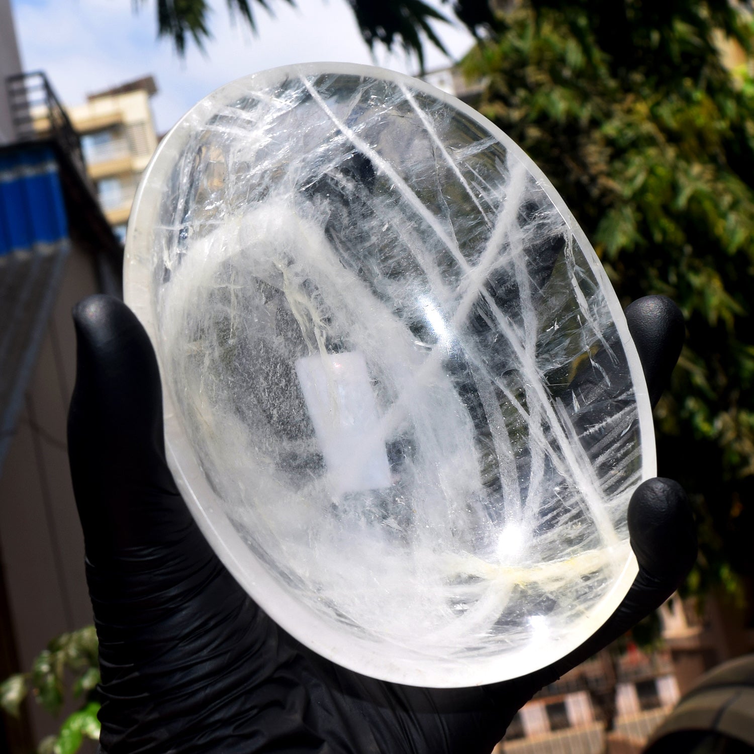 Artisian 1283.00 Carats Genuine White Quartz Hand Carved Crystal Gemstone Carving Big Bowl