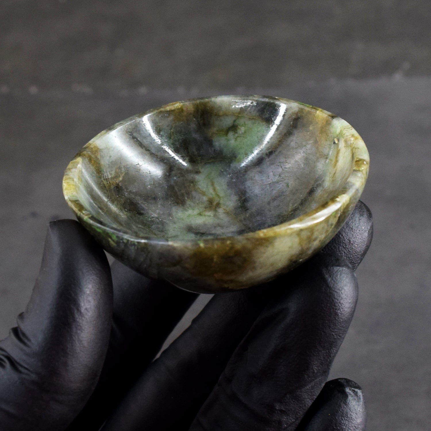 Amazing 161.00 Carats Genuine Labradorite Hand Carved Crystal Gemstone Carving Bowl