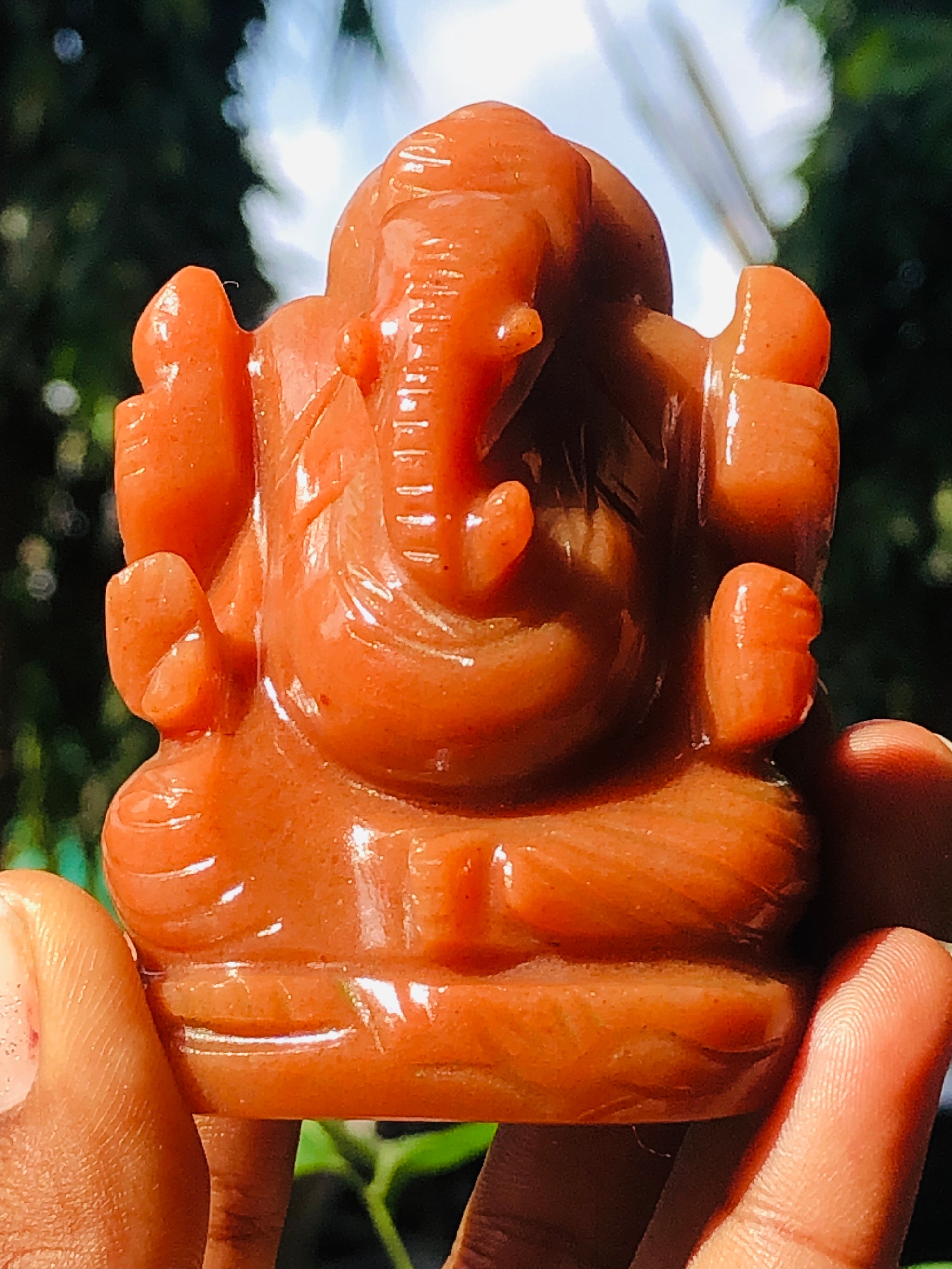 Exclusive 790.00 Carats Aventurine Divine Hand Carved Ganesha