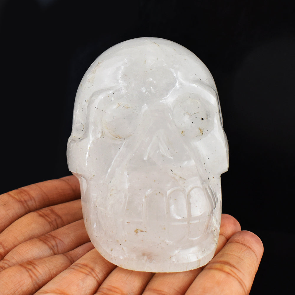 Natural 2346.00 Carats Genuine White Quartz Hand Carved Crystal Gemstone Skull  Carving l