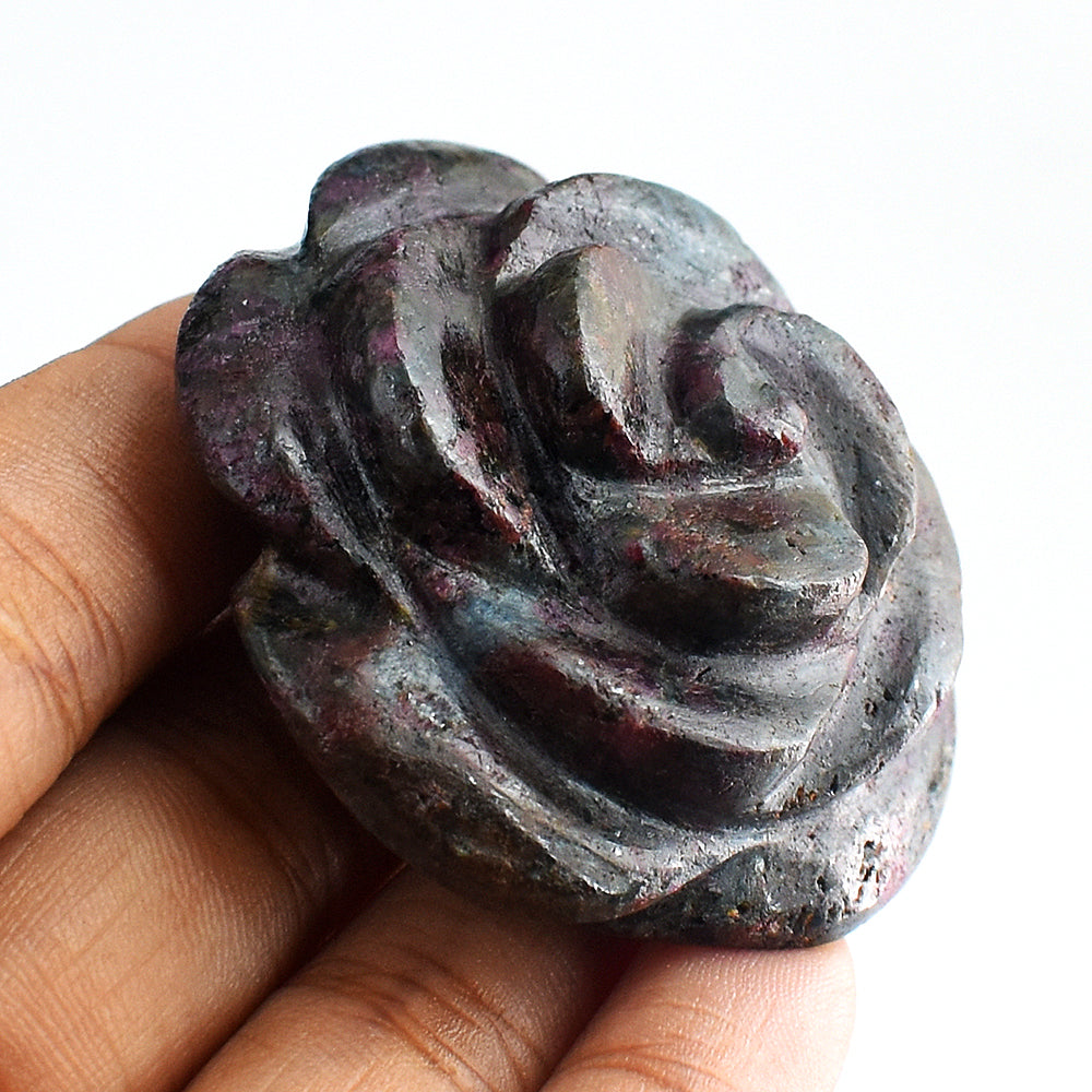 Gorgeous  324.00 Cts Genuine Ruby In Kyanite  Hand Carved Crystal Gemstone  Carving Rose